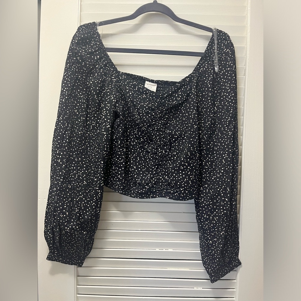 Target A New Day Women's Long Balloon Sleeve Slim Fit Ruched Front Top